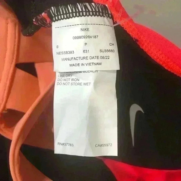 Nike Women Swim Tankini Top Coral Black Peach Removable Pads Size Small NWT - Picture 11 of 13